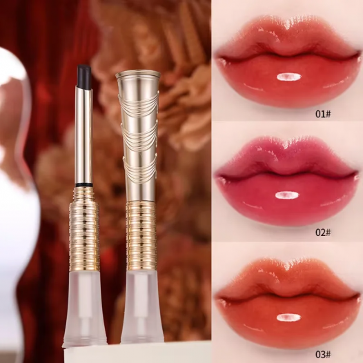 3-Color 2-in-1Moisturizing Lip Gloss Lip Oil, Light Fit, Breathable, Delicate, Long-Lasting and Portable
