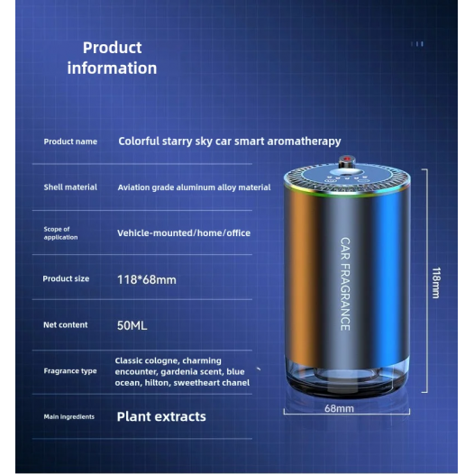 2025 Car Air Freshener With Starry Sky Top Car Perfume Essential Oil Smell Aromatherapy Scent Air Refresher Fragrance Diffuser