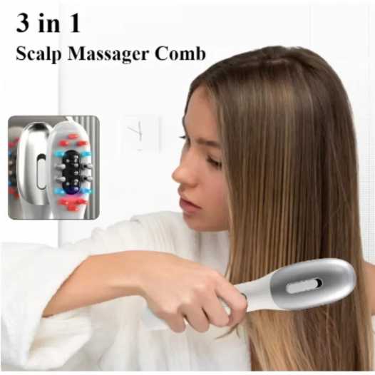 1pc convenient USB charging massage comb, red and blue LED color light hair care comb, fluffy hair comb, suitable for all hair
