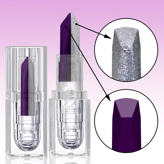 2-in-1 Purple Silver Gradient Lipstick Waterproof, Sweatproof, Durable Moisturizing, Smooth Texture, Easy to Apply Lip Gloss