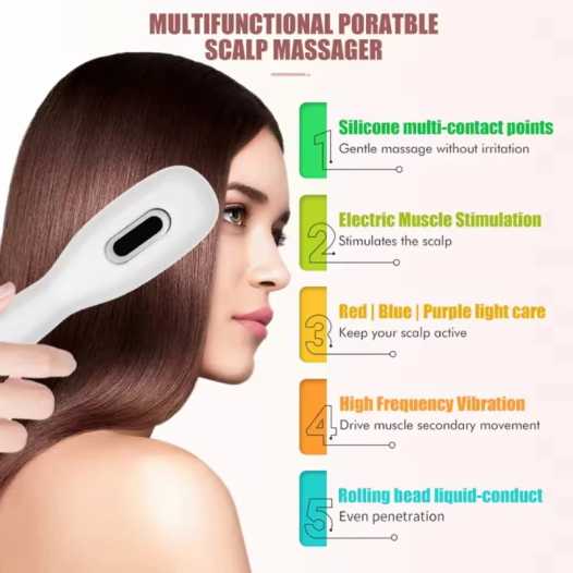 1pc convenient USB charging massage comb, red and blue LED color light hair care comb, fluffy hair comb, suitable for all hair